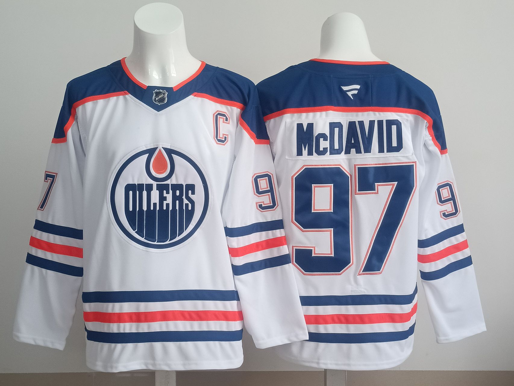 Men 2025 Edmonton Oilers #97 Mcdavid White Fanatics Home Premium NHL Jersey style 1